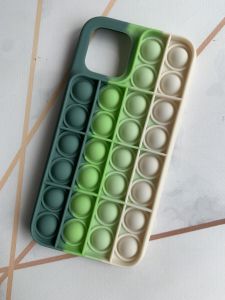 Силіконовий чохол Поп іт Антистрес Поп-Іт Pop It для iPhone 12 / 12 Pro (6.1) Попит Зелено-білий