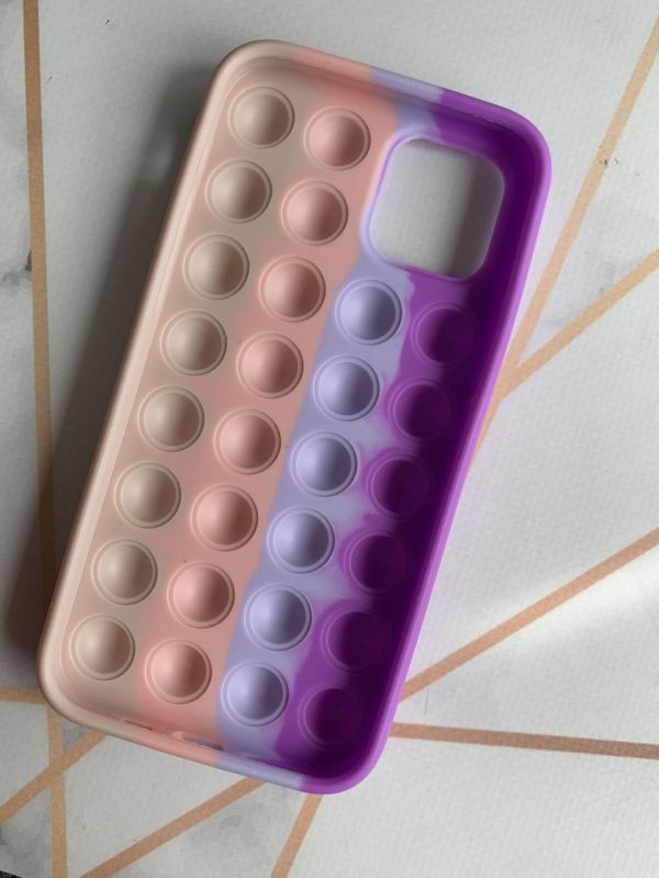 Силіконовий чохол Поп іт Антистрес Поп-Іт Pop It для iPhone 12 / 12 Pro (6.1) Попит Фіолетово-рожевий