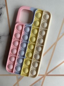 Силіконовий чохол Поп іт Антистрес Поп-Іт Pop It для iPhone 12 / 12 Pro (6.1) Попит Рожево-білий