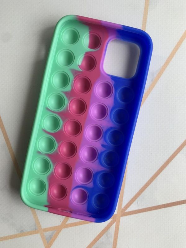 Силіконовий чохол Поп іт Антистрес Поп-Іт Pop It для iPhone 12 / 12 Pro (6.1) Попит Синьо-зелений