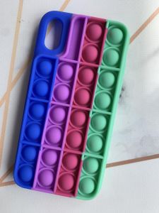 Силіконовий чохол Поп іт Антистрес Поп-Іт Pop It для iPhone X / Xs Попит Синьо-зелений