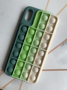 Силіконовий чохол Поп іт Антистрес Поп-Іт Pop It для iPhone XS MAX Попит Зелено-білий