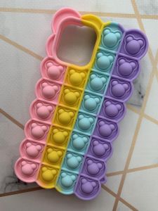 Силіконовий чохол Поп іт Антистрес Поп-Іт Pop It для iPhone 12 / 12 Pro (6.1) Попит Міккі рожевий