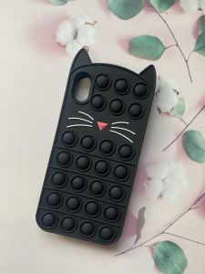 Силіконовий чохол Поп іт Антистрес Поп-Іт Pop It для iPhone XR Попит Котик чорний