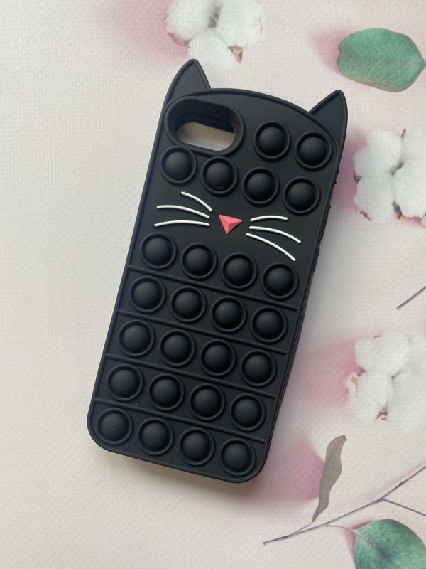 Силіконовий чохол Поп іт Антистрес Поп-Іт Pop It на iPhone 6/6s :: Котик чорний