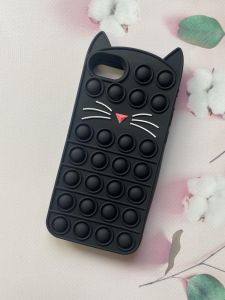 Силіконовий чохол Попит Антистрес Поп-Іт Pop It для iPhone 7 / 8 Поп іт Котик чорний