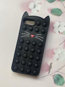Силіконовий чохол Поп іт Антистрес Поп-Іт Pop It для iPhone 6+/6 Plus Попіт Котик чорний