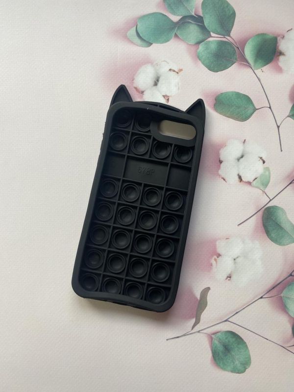 Силіконовий чохол Поп іт Антистрес Поп-Іт Pop It для iPhone 6+/6 Plus Попіт Котик чорний