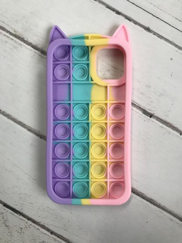 Силіконовий чохол Поп іт Антистрес Поп-Іт Pop It для iPhone 11 (6,1) Попит Котик рожево-фіолетовий