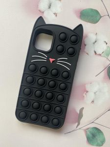 Силіконовий чохол Поп іт Антистрес Поп-Іт Pop It для iPhone 11 (6,1) Попит Котик Чорний