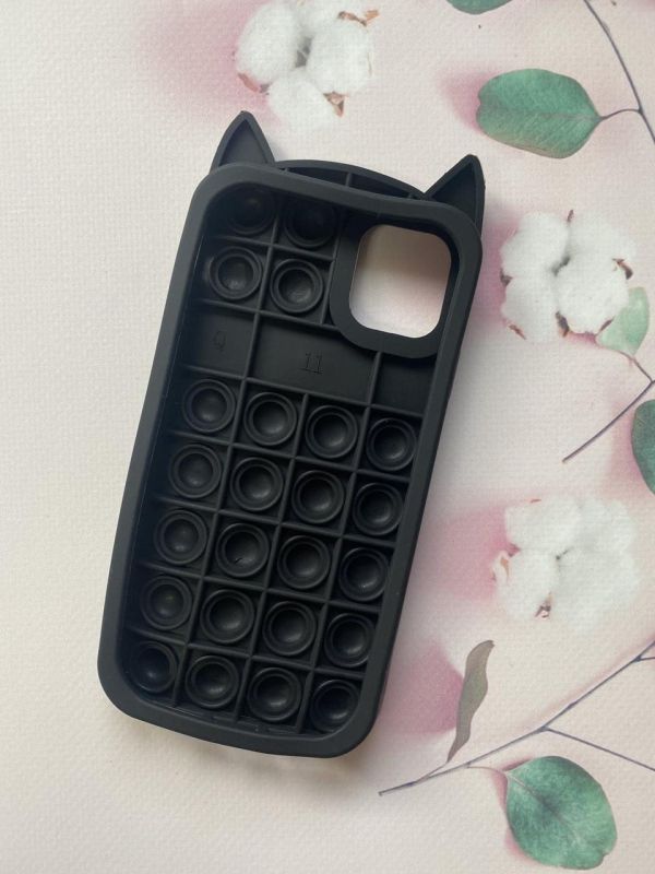 Силіконовий чохол Поп іт Антистрес Поп-Іт Pop It для iPhone 11 (6,1) Попит Котик Чорний