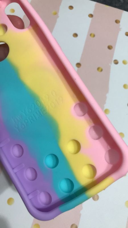 Чохол Попіт Антистрес Поп-Іт Pop It для Huawei Y6 2019 / Y6 prime 2019 Поп іт Котик з сердечком Рожево-фіол.