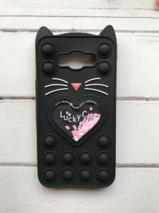 Чохол Попіт Антистрес Поп-Іт Pop It для Samsung Galaxy J7 Поп іт Котик з сердечком Чорний