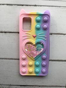 Чохол Попіт Антистрес Поп-Іт Pop It для Samsung Galaxy А31 Поп іт Котик з сердечком Рожево-фіол.