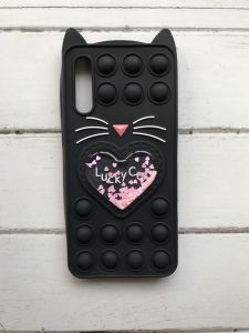Чохол Попіт Антистрес Поп-Іт Pop It для Samsung Galaxy А50 (2019) А505 Поп іт Котик з сердечком. Чорний