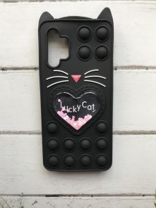 Чохол Попіт Антистрес Поп-Іт Pop It для Samsung Galaxy A32 Поп іт Котик з сердечком Чорний