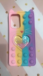 Чохол Попіт Антистрес Поп-Іт Pop It для Samsung Galaxy А72 Котик з сердечком Рожево-фіол.