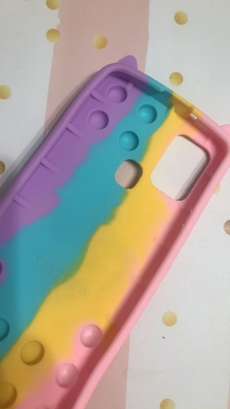 Чохол Поп іт Антистрес Поп-Іт Pop It для Samsung Galaxy А21ѕ Попіт Котик з сердечком Рожево-фіол.