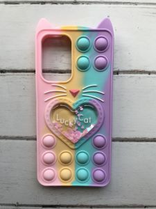 Чохол Попіт Антистрес Поп-Іт Pop It для Samsung Galaxy A52 Поп іт Котик з сердечком Рожево-фіол.