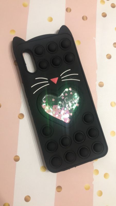 Силіконовий чохол Попит Антистрес Поп-Іт Pop It для Samsung Galaxy A02 A022 Поп іт Котик з серцем Чорний