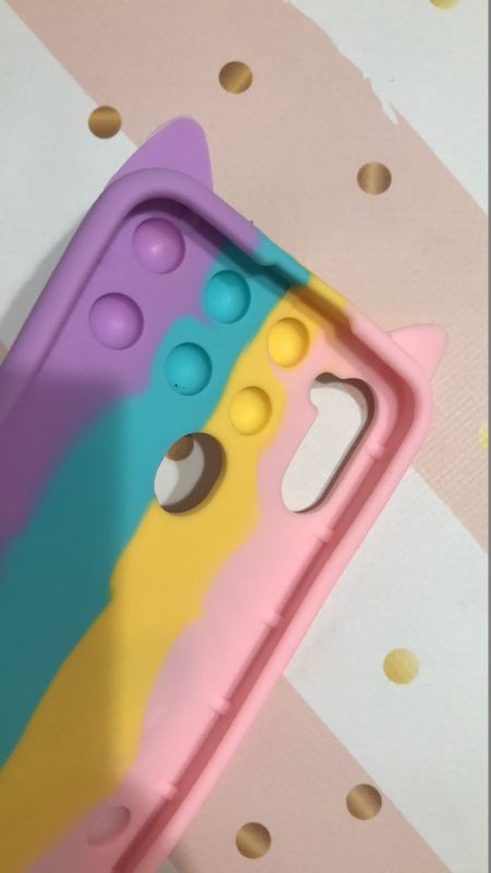 Чохол Антистрес Поп-Іт Pop для Samsung Galaxy А11 Попіт Котик з сердечком Рожево-фіол.