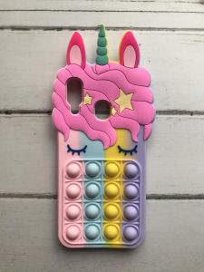 Чохол Одноріг Поп іт Антистрес Поп-Іт Pop для Samsung Galaxy А20Е Попіт Єдиноріг рожево-фіол.