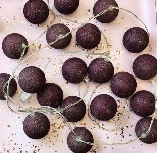 Гірлянда нічник кульки з ниток на батарейках бірюзового кольору