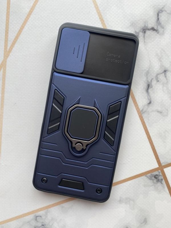 Силіконовий чохол із слайд-камерою та кільцем-підставкою для Samsung Galaxy A31 Темно-синій