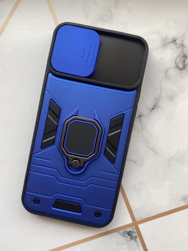 Силіконовий чохол зі слайд-камерою та кільцем-підставкою для iPhone 13 Pro Max Синій