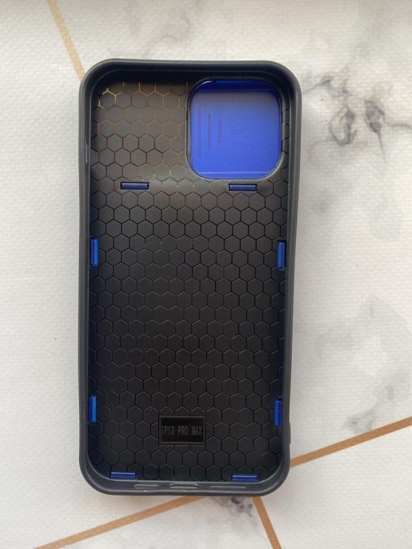 Силіконовий чохол зі слайд-камерою та кільцем-підставкою для iPhone 13 Pro Max Синій