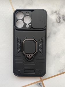 Силіконовий чохол із слайд-камерою та кільцем-підставкою для Apple iPhone 13 Pro Чорний
