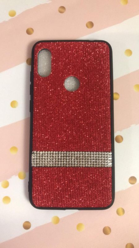 Силіконовий чохол з блискучою вставкою, прикрашений камінням, для Xiaomi Redmi Note 6 Червоний