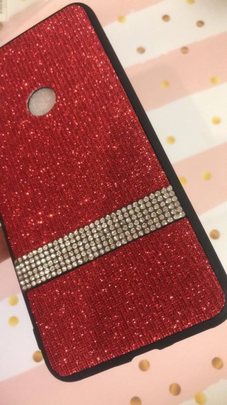 Силіконовий чохол з блискучою вставкою, прикрашений камінням, для Xiaomi Redmi Note 6 Червоний