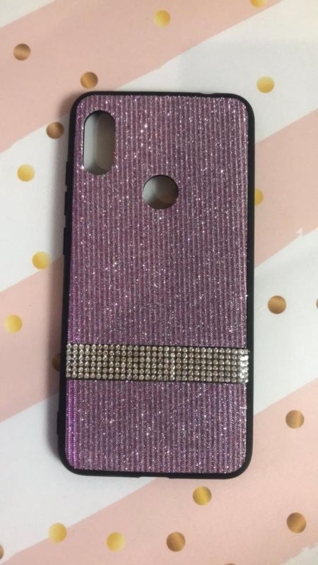Силіконовий чохол з блискучою вставкою, прикрашений камінням, для Xiaomi Redmi Note 6 Рожевий