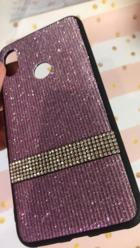 Силіконовий чохол з блискучою вставкою, прикрашений камінням, для Xiaomi Redmi Note 6 Рожевий