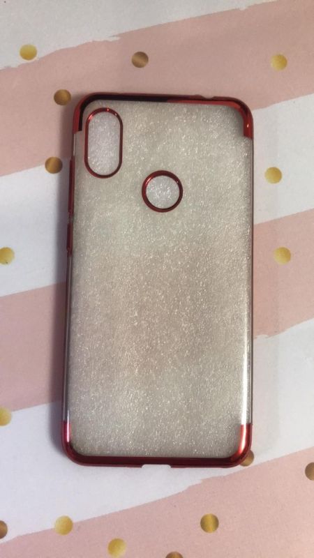 Прозорий силіконовий чохол з червоним обідком для Xiaomi Redmi Note 6