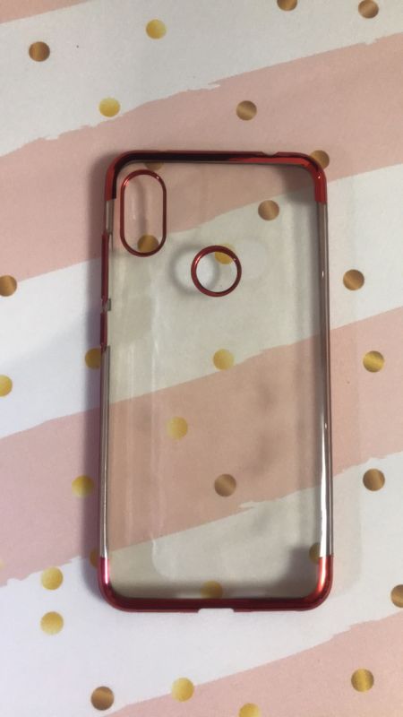 Прозорий силіконовий чохол з червоним обідком для Xiaomi Redmi Note 6