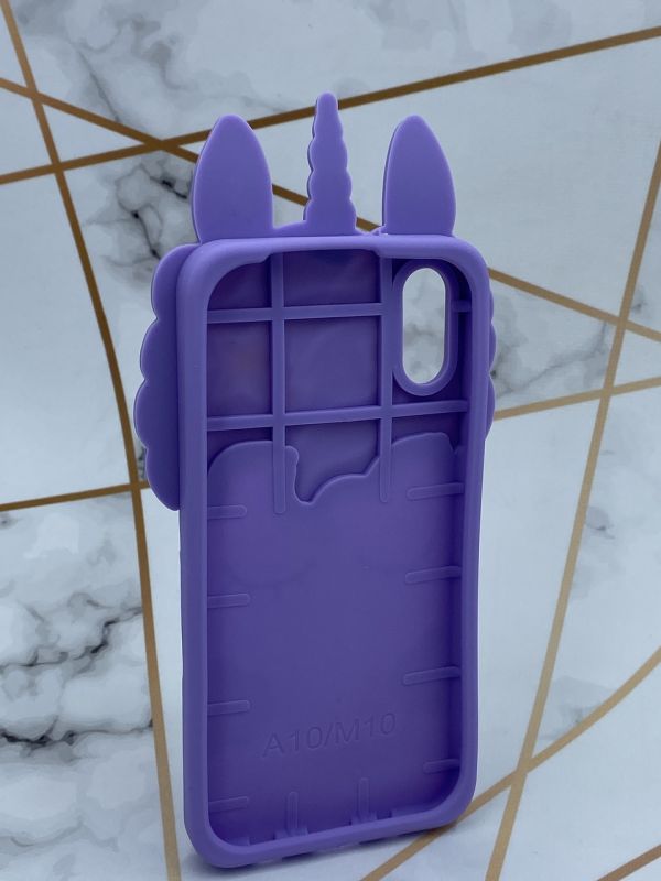 Силіконовий чохол 3D з рухливими блискітками на Samsung Galaxy M10 Єдиноріг Фіолетовий