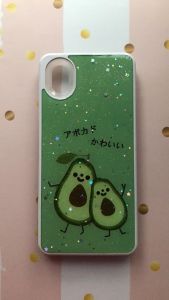 Глянцевий силіконовий чохол з блискітками для Samsung Galaxy А01 Core Два авокадо