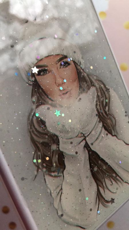 Глянцевий силіконовий чохол з блискітками для Samsung Galaxy А01 Core Білі рукавиці