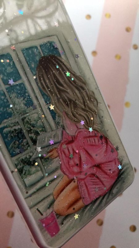 Глянцевий силіконовий чохол з блискітками для Samsung Galaxy А01 Core Дівчина біля вікна
