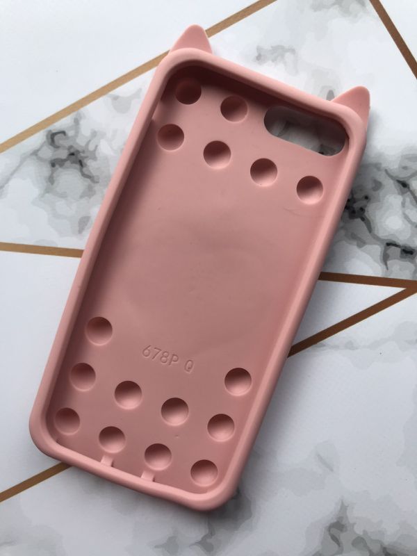Силіконовий чохол Антистрес Pop It на iPhone 7 Plus/8 Plus Котик рожевий із сердечком