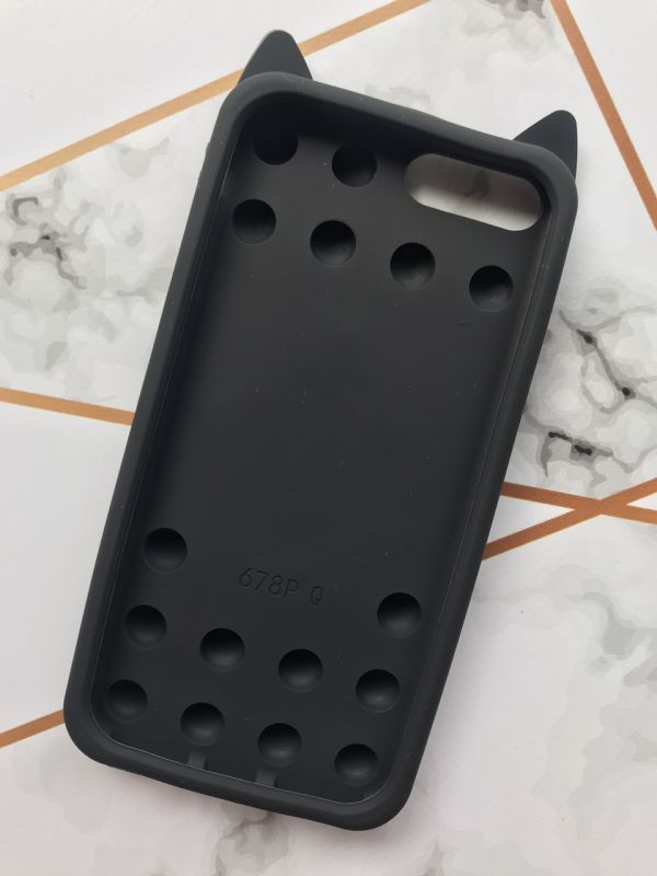 Силіконовий чохол Антистрес Pop It на iPhone 7 Plus/8 Plus Попіт Котик чорний із сердечком