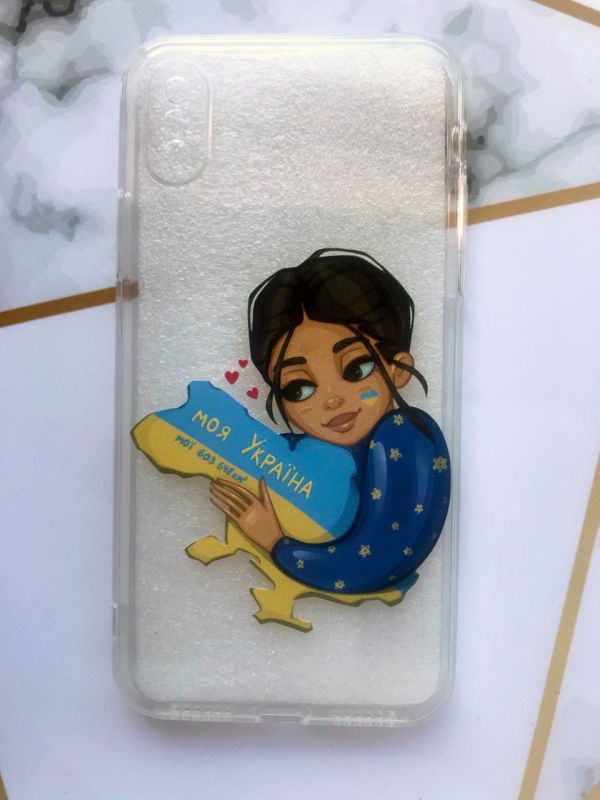 Прозорий чохол для iPhone XR з об'ємним друком "Моя Україна" принт 2