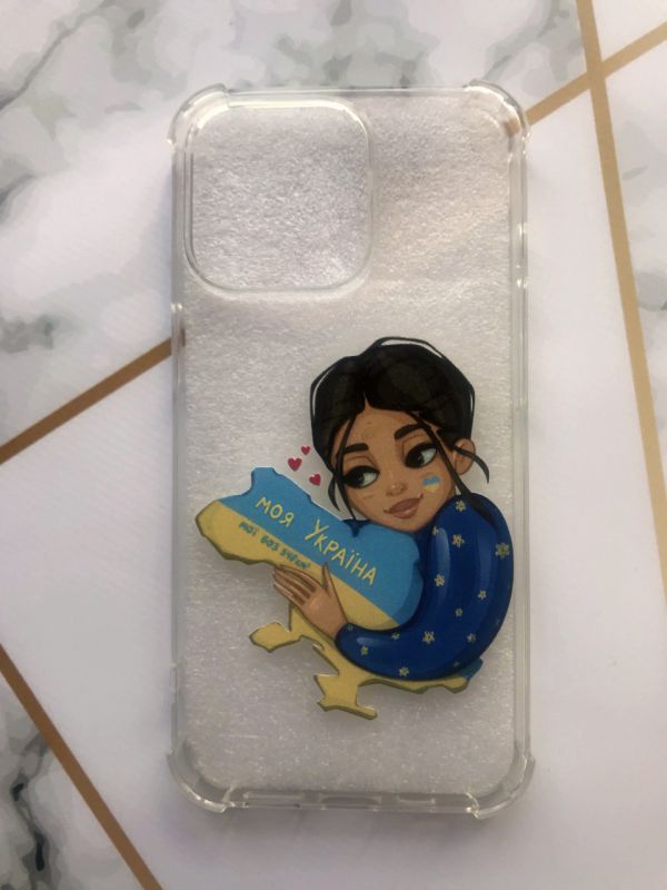 Чехол с утолщёнными углами для Apple iPhone 13 Pro с объемной печатью "Моя Украина" принт 2