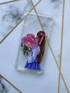 Чохол з потовщеними кутами на iPhone 7 / 7s / 8 / 8s :: Дівчина з півоніями (принт 11)