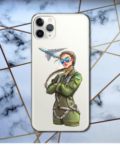 Прозорий чохол для Apple iPhone 11 Pro Max (6,5) з об'ємним друком "Дівчина-пілот" принт 6