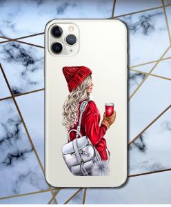 Прозорий чохол для Apple iPhone 11 Pro Max (6,5) з об'ємним друком "Дівчина з рюкзаком" принт 9