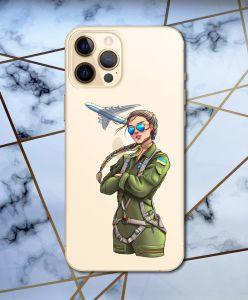 Прозорий чохол для iPhone 12 / 12 Pro з об'ємним друком "Дівчина-пілот" принт 6