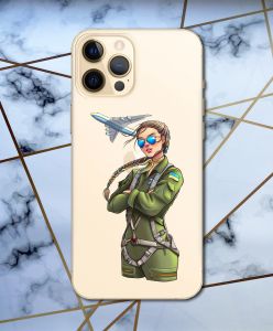 Прозорий чохол на iPhone 12 Pro Max :: Дівчина-пілот (принт 6)